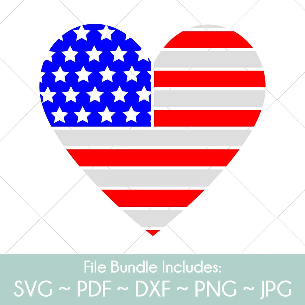 American Flag Heart - SVG Cut File Bundle