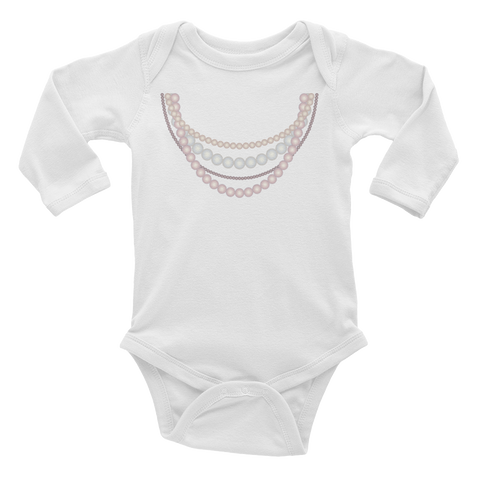 Pearl Necklace Strands Infant Long Sleeve Bodysuit